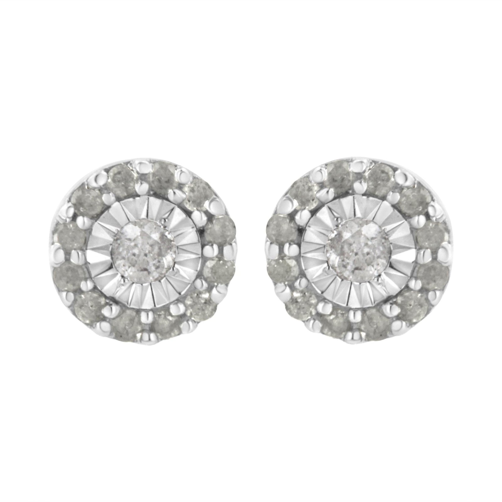 .925 Sterling Silver 1/2 cttw Miracle-Set Round Diamond Halo Stud Earrings (I-J Clarity, I3 Color) - LinkagejewelrydesignLinkagejewelrydesign
