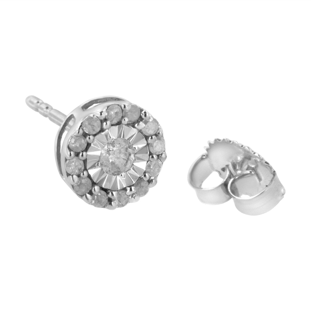 .925 Sterling Silver 1/2 cttw Miracle-Set Round Diamond Halo Stud Earrings (I-J Clarity, I3 Color) - LinkagejewelrydesignLinkagejewelrydesign