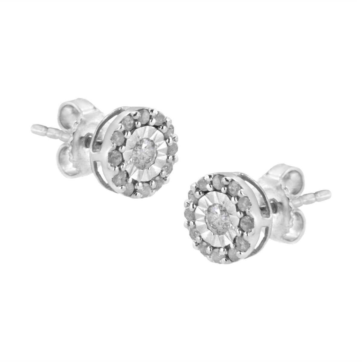 .925 Sterling Silver 1/2 cttw Miracle-Set Round Diamond Halo Stud Earrings (I-J Clarity, I3 Color) - LinkagejewelrydesignLinkagejewelrydesign