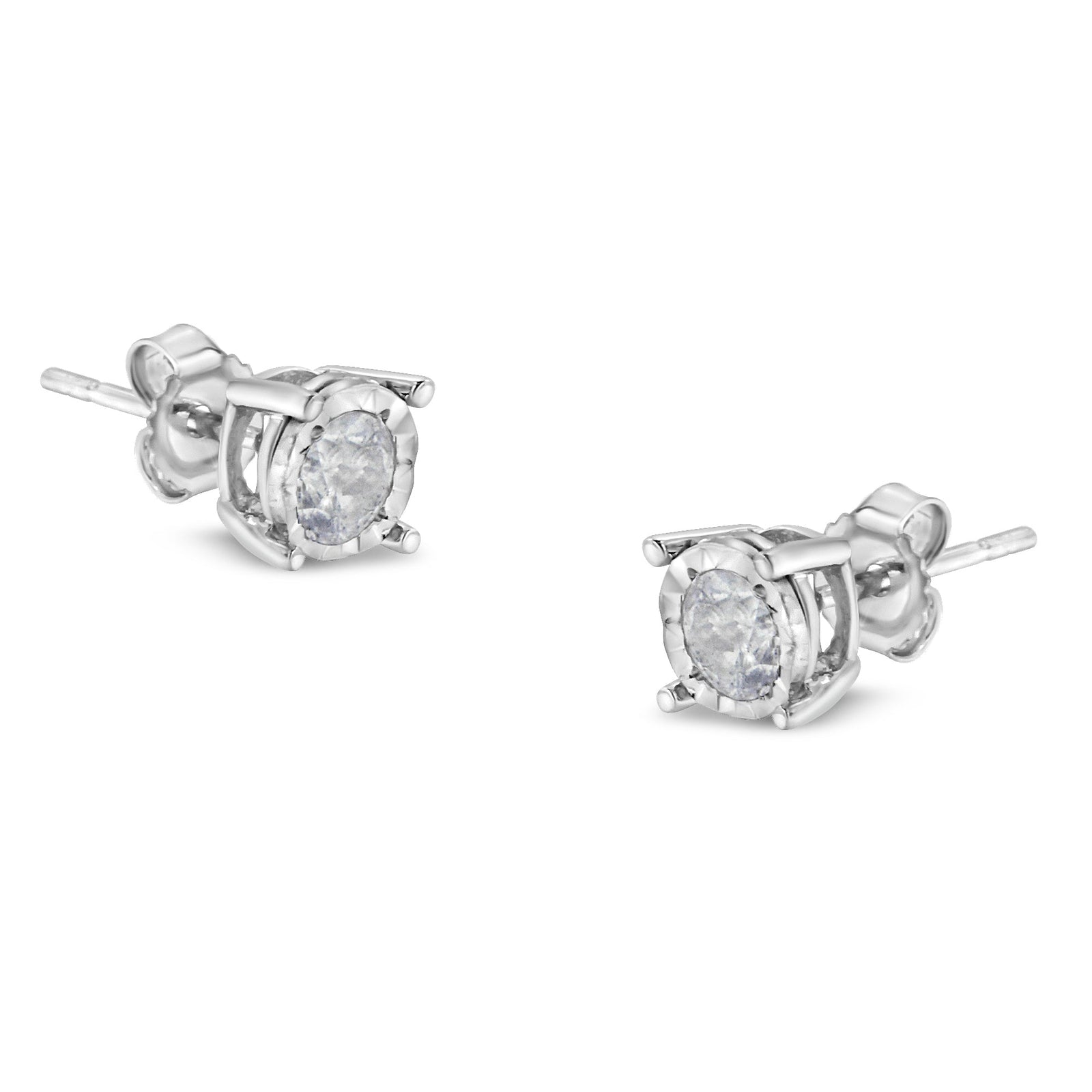 .925 Sterling Silver 1/2 Cttw Near Colorless Round Brilliant-Cut Diamond Miracle-Set Stud Earrings (H-I Color, I2-I3 Clarity) - LinkagejewelrydesignLinkagejewelrydesign