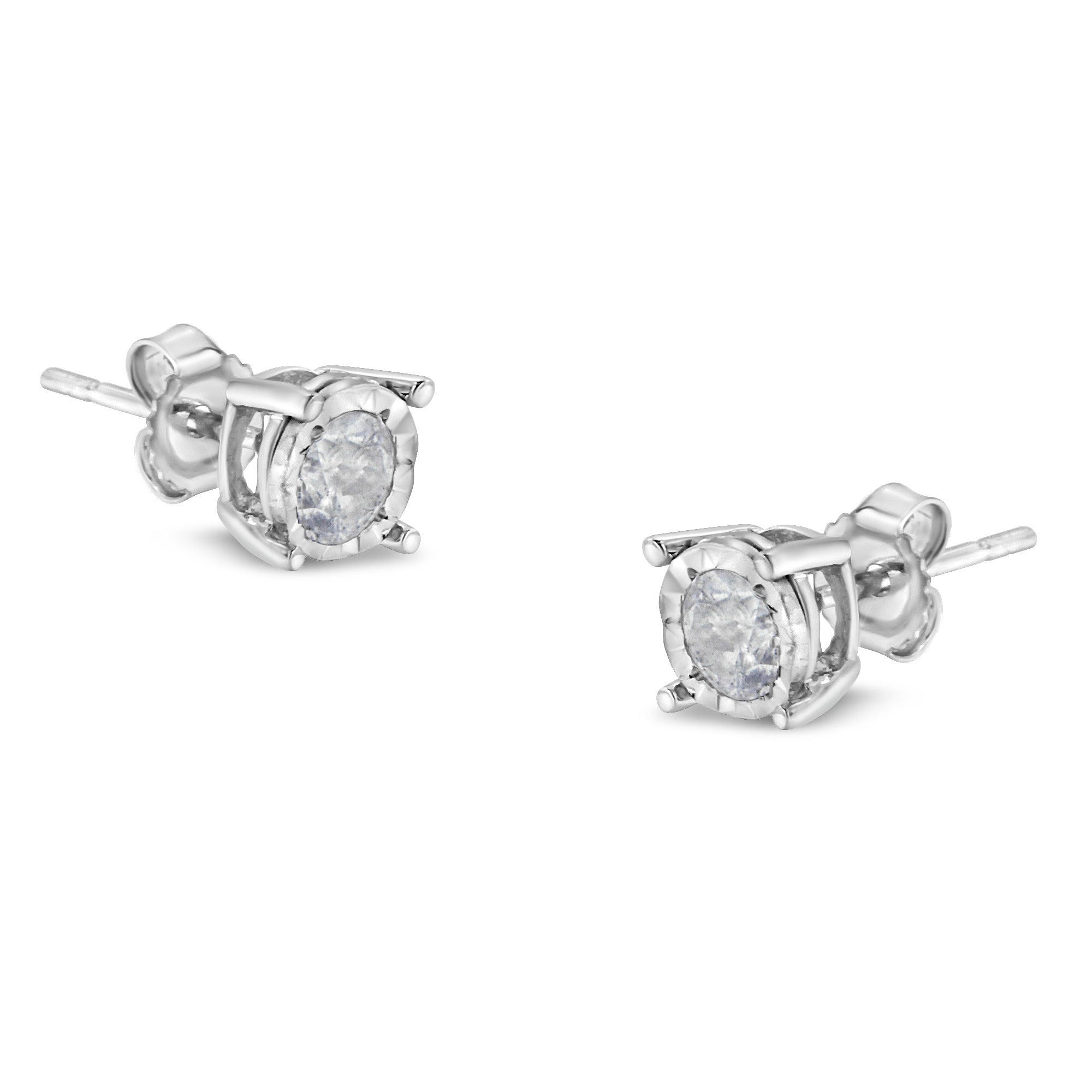 .925 Sterling Silver 1/2 Cttw Near Colorless Round Brilliant-Cut Diamond Miracle-Set Stud Earrings (H-I Color, I2-I3 Clarity) - LinkagejewelrydesignLinkagejewelrydesign
