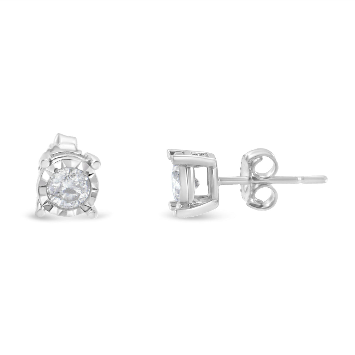 .925 Sterling Silver 1/2 Cttw Near Colorless Round Brilliant-Cut Diamond Miracle-Set Stud Earrings (H-I Color, I2-I3 Clarity) - LinkagejewelrydesignLinkagejewelrydesign