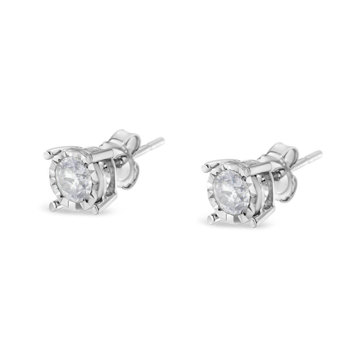 .925 Sterling Silver 1/2 Cttw Near Colorless Round Brilliant-Cut Diamond Miracle-Set Stud Earrings (H-I Color, I2-I3 Clarity) - LinkagejewelrydesignLinkagejewelrydesign