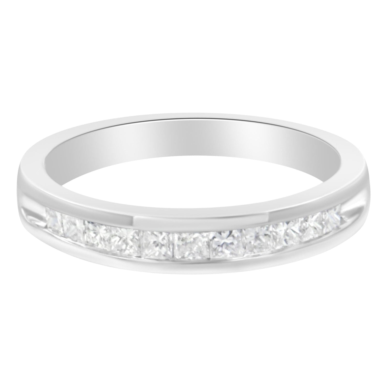.925 Sterling Silver 1/2 Cttw Princess-Cut Diamond Channel-Set Half-Eternity Wedding or Anniversary Band Ring (H-I Color, I2 Clarity) - Size 6 - LinkagejewelrydesignLinkagejewelrydesign