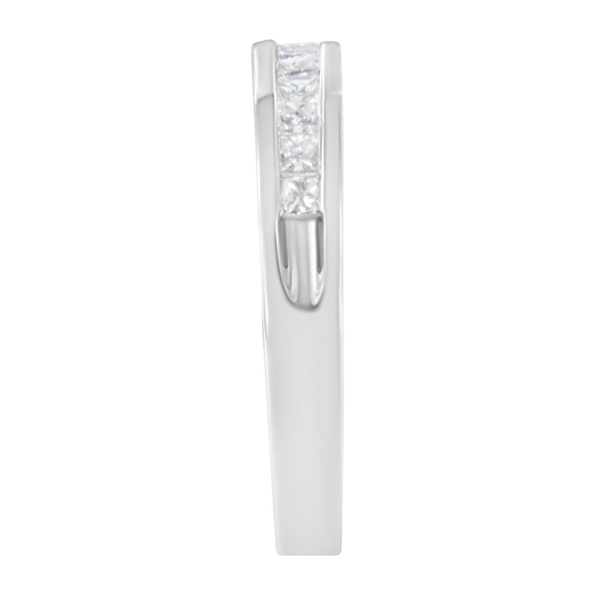 .925 Sterling Silver 1/2 Cttw Princess-Cut Diamond Channel-Set Half-Eternity Wedding or Anniversary Band Ring (H-I Color, I2 Clarity) - Size 6 - LinkagejewelrydesignLinkagejewelrydesign