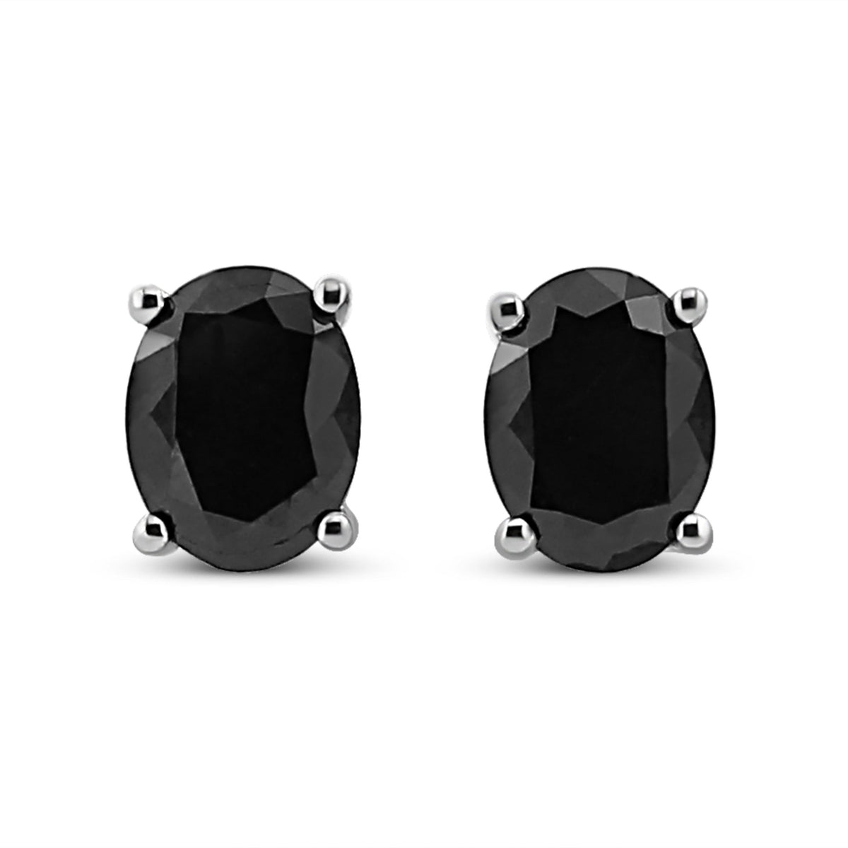 .925 Sterling Silver 1/2 Cttw Prong Set Treated Black Oval Diamond Stud Earring (Black Color, I2-I3 Clarity) - LinkagejewelrydesignLinkagejewelrydesign