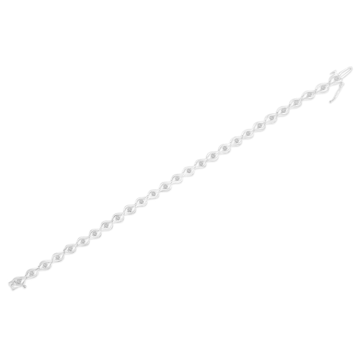 .925 Sterling Silver 1/2 Cttw Rose Cut Diamond Almond Shape Link Tennis Bracelet (I-J Color, I3 Clarity) - 7”  - LinkagejewelrydesignLinkagejewelrydesign