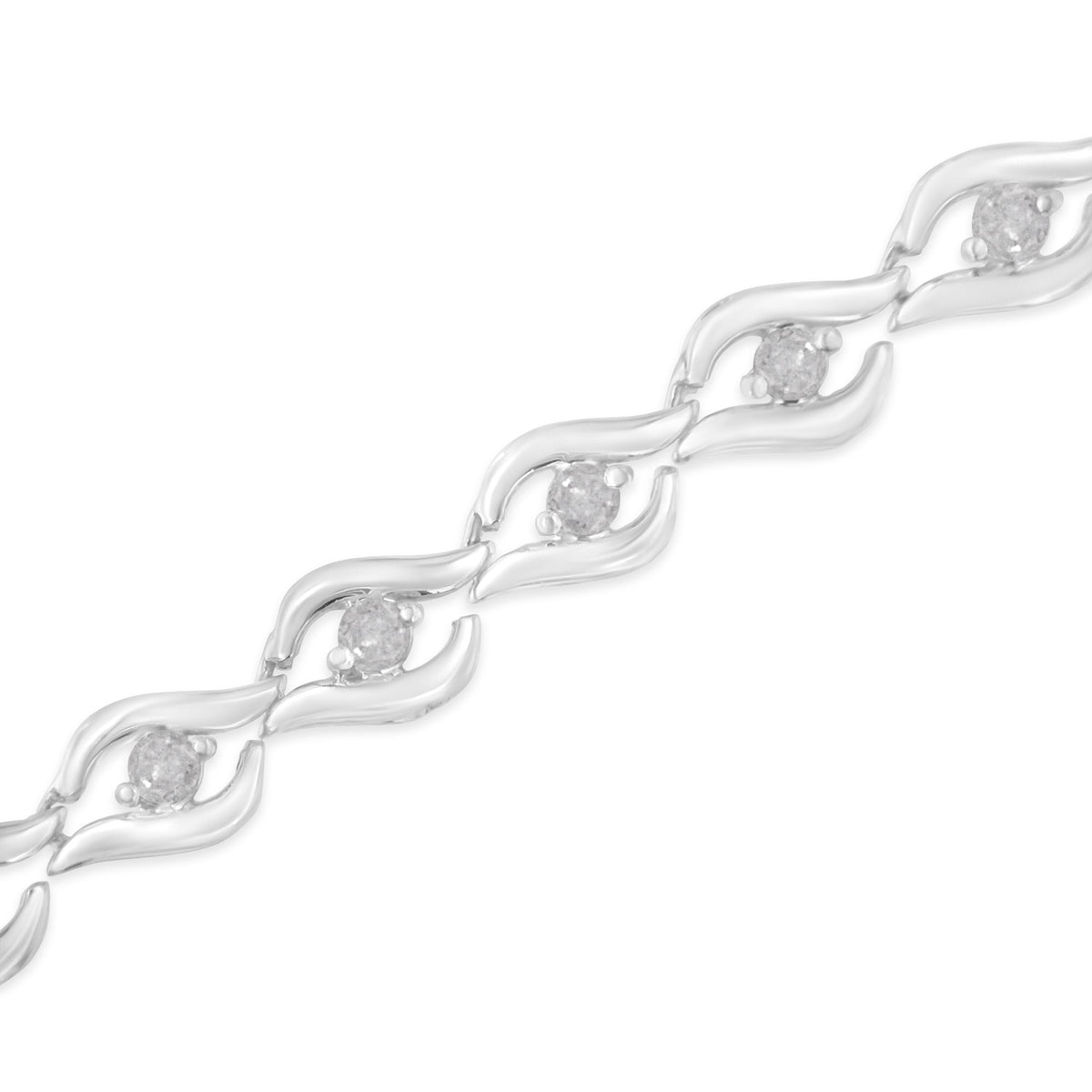 .925 Sterling Silver 1/2 Cttw Rose Cut Diamond Almond Shape Link Tennis Bracelet (I-J Color, I3 Clarity) - 7”  - LinkagejewelrydesignLinkagejewelrydesign