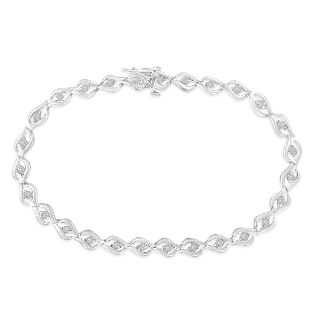.925 Sterling Silver 1/2 Cttw Rose Cut Diamond Almond Shape Link Tennis Bracelet (I-J Color, I3 Clarity) - 7”  - LinkagejewelrydesignLinkagejewelrydesign