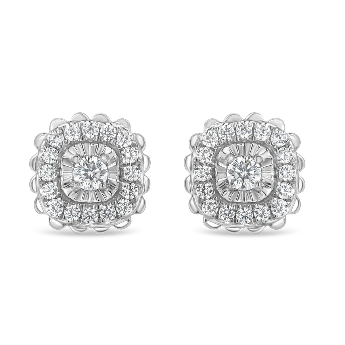 .925 Sterling Silver 1/2 Cttw Round-Cut Diamond Halo Cluster Stud Earring (I-J Color, I2-I3 Clarity) - LinkagejewelrydesignLinkagejewelrydesign