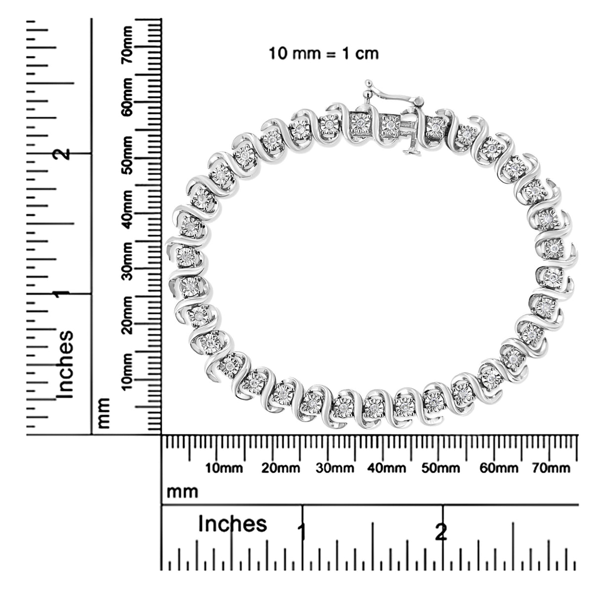 .925 Sterling Silver 1/2 Cttw Round-Cut Diamond Miracle Set "S" Link Bracelet - Size 7.50" - (I-J Color, I2-I3 Clarity) - LinkagejewelrydesignLinkagejewelrydesign