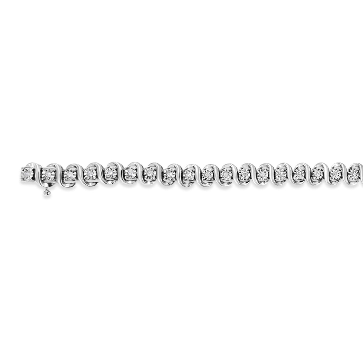 .925 Sterling Silver 1/2 Cttw Round-Cut Diamond Miracle Set "S" Link Bracelet - Size 7.50" - (I-J Color, I2-I3 Clarity) - LinkagejewelrydesignLinkagejewelrydesign