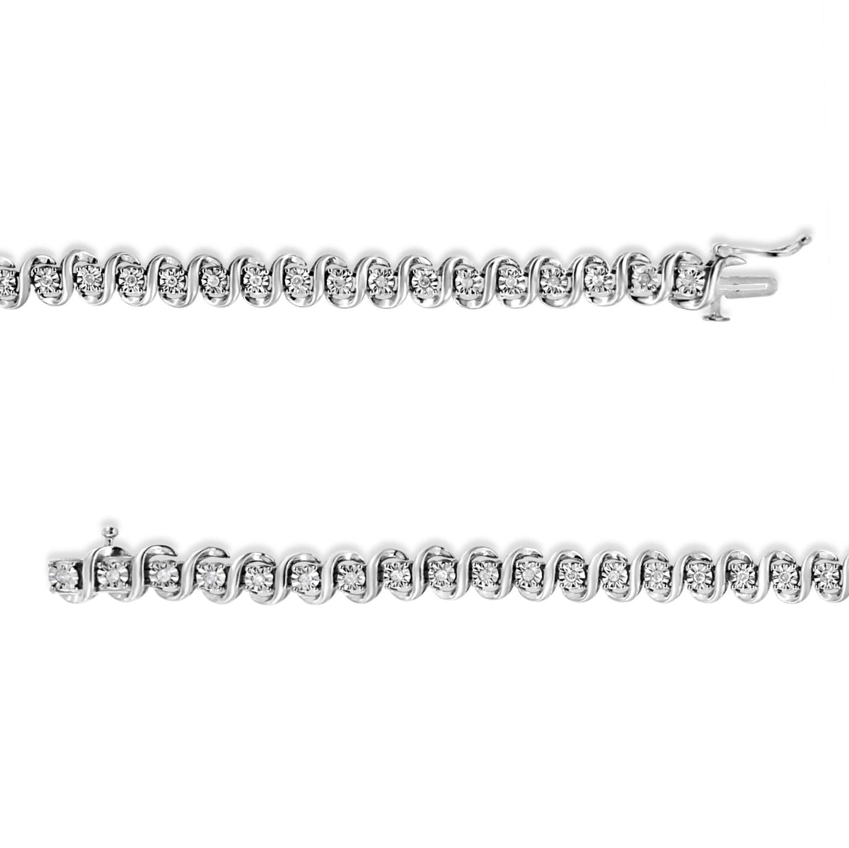 .925 Sterling Silver 1/2 Cttw Round-Cut Diamond Miracle Set "S" Link Bracelet - Size 7.50" - (I-J Color, I2-I3 Clarity) - LinkagejewelrydesignLinkagejewelrydesign