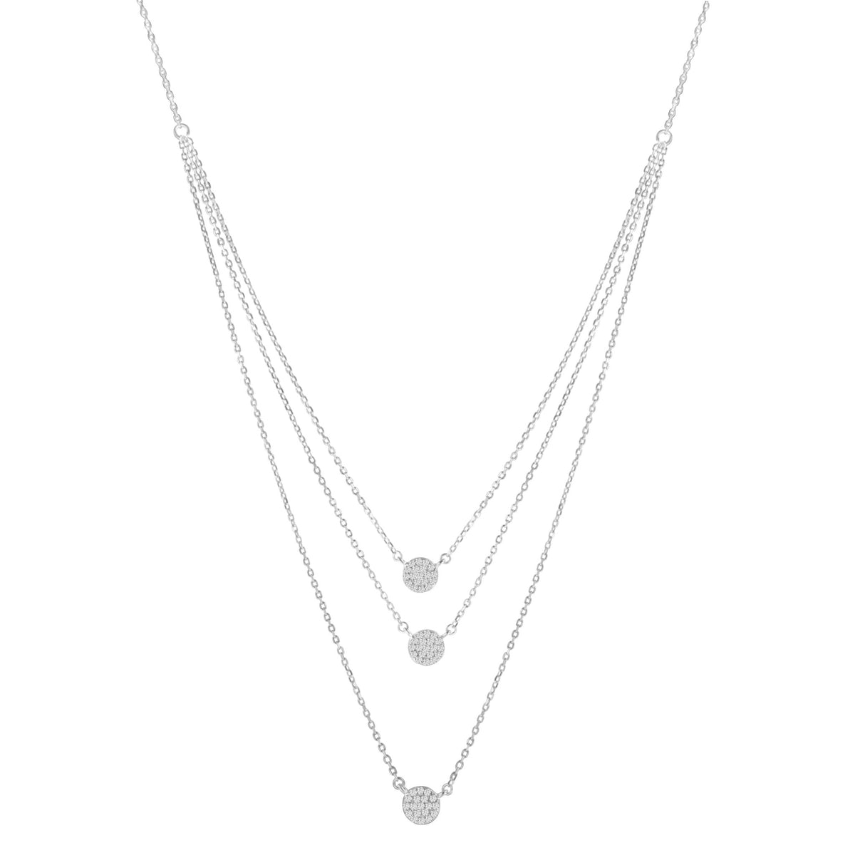 .925 Sterling Silver 1/2 Cttw Round Diamond Medallion Multi-Strand Tri Pendant 18&quot; Necklace (H-I Color, I2-I3 Clarity) - LinkagejewelrydesignLinkagejewelrydesign