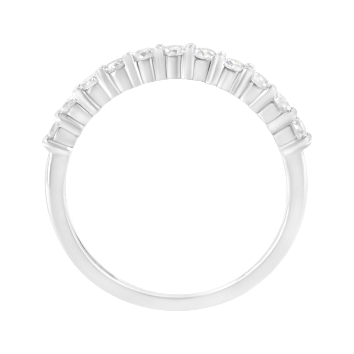 .925 Sterling Silver 1/2 cttw Shared Prong-Set Brilliant Round-Cut Diamond 11 Stone Band Ring (I-J Color, SI2-I1 Clarity) - Size 6 - LinkagejewelrydesignLinkagejewelrydesign