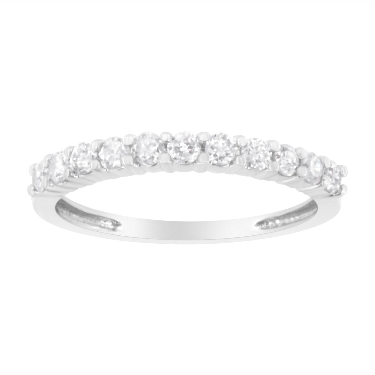 .925 Sterling Silver 1/2 cttw Shared Prong-Set Brilliant Round-Cut Diamond 11 Stone Band Ring (I-J Color, SI2-I1 Clarity) - Size 7 - LinkagejewelrydesignLinkagejewelrydesign