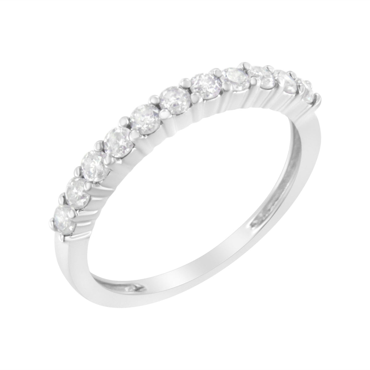 .925 Sterling Silver 1/2 cttw Shared Prong-Set Brilliant Round-Cut Diamond 11 Stone Band Ring (I-J Color, SI2-I1 Clarity) - Size 7 - LinkagejewelrydesignLinkagejewelrydesign