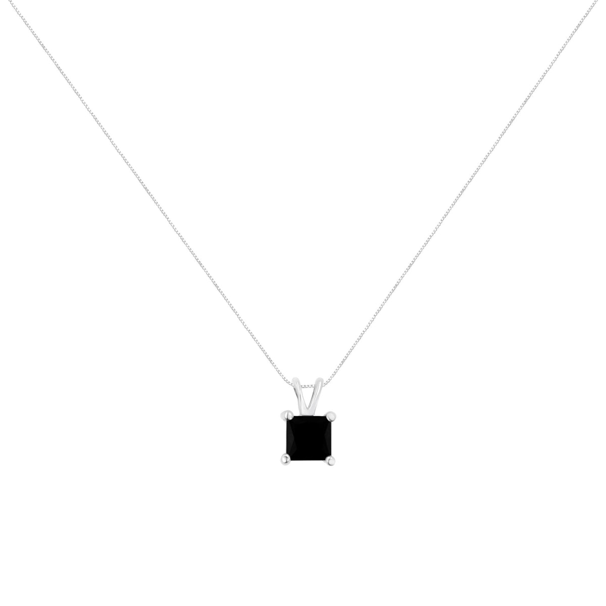 .925 Sterling Silver 1/2 cttw Treated Black Diamond Solitaire Pendant Necklace (Black) - LinkagejewelrydesignLinkagejewelrydesign