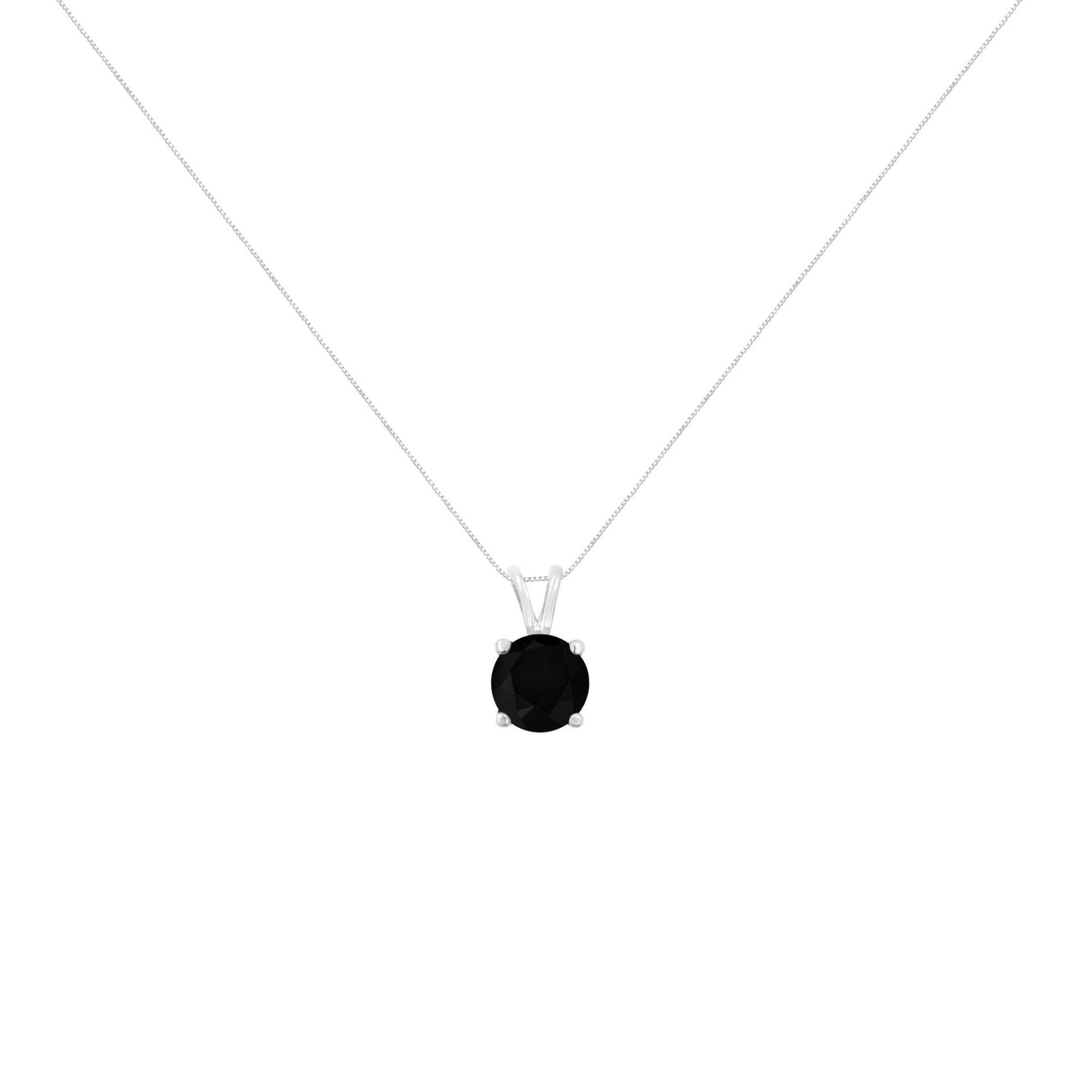 .925 Sterling Silver 1/2 cttw Treated Black Round-Cut Solitaire 4-Prong Set Diamond 18&quot; Pendant Necklace - LinkagejewelrydesignLinkagejewelrydesign