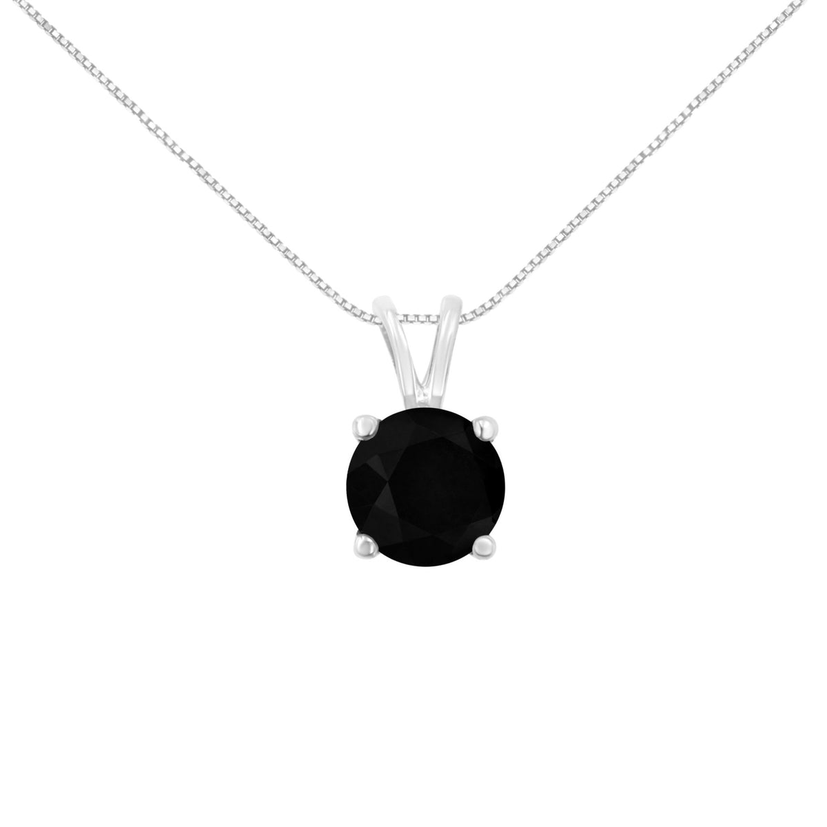 .925 Sterling Silver 1/2 cttw Treated Black Round-Cut Solitaire 4-Prong Set Diamond 18&quot; Pendant Necklace - LinkagejewelrydesignLinkagejewelrydesign