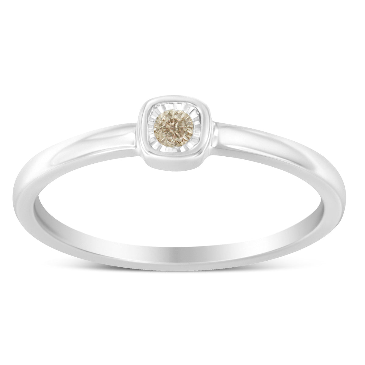 .925 Sterling Silver 1/20 Carat Diamond Square Cushion-Shaped Miracle Set Petite Fashion Promise Ring (J-K Color, I1-I2 Clarity) - Size 6 - LinkagejewelrydesignLinkagejewelrydesign