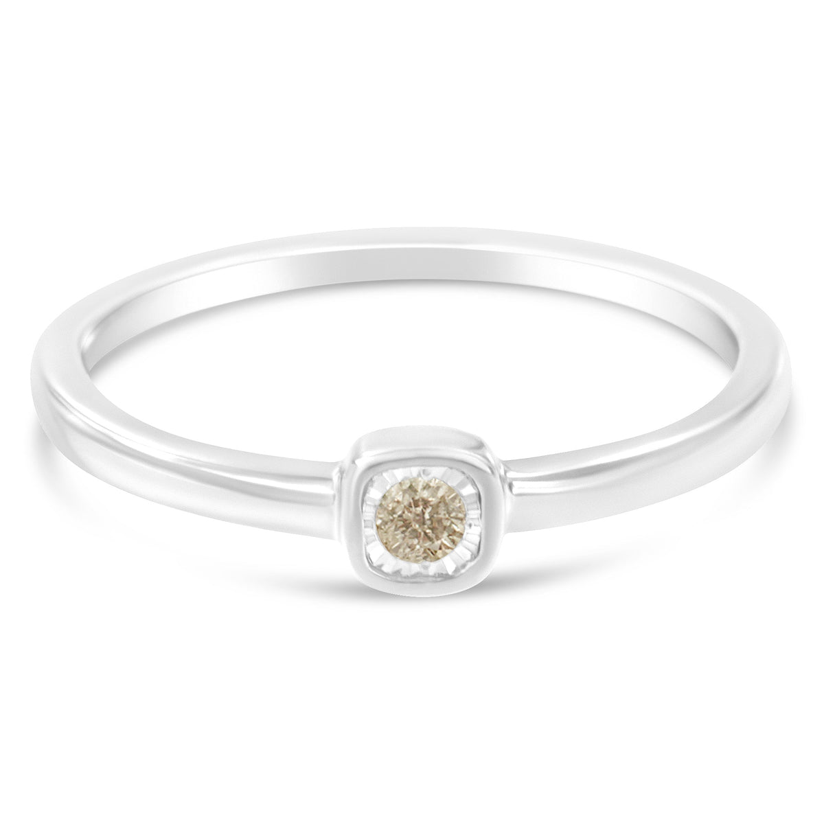.925 Sterling Silver 1/20 Carat Diamond Square Cushion-Shaped Miracle Set Petite Fashion Promise Ring (J-K Color, I1-I2 Clarity) - Size 6 - LinkagejewelrydesignLinkagejewelrydesign