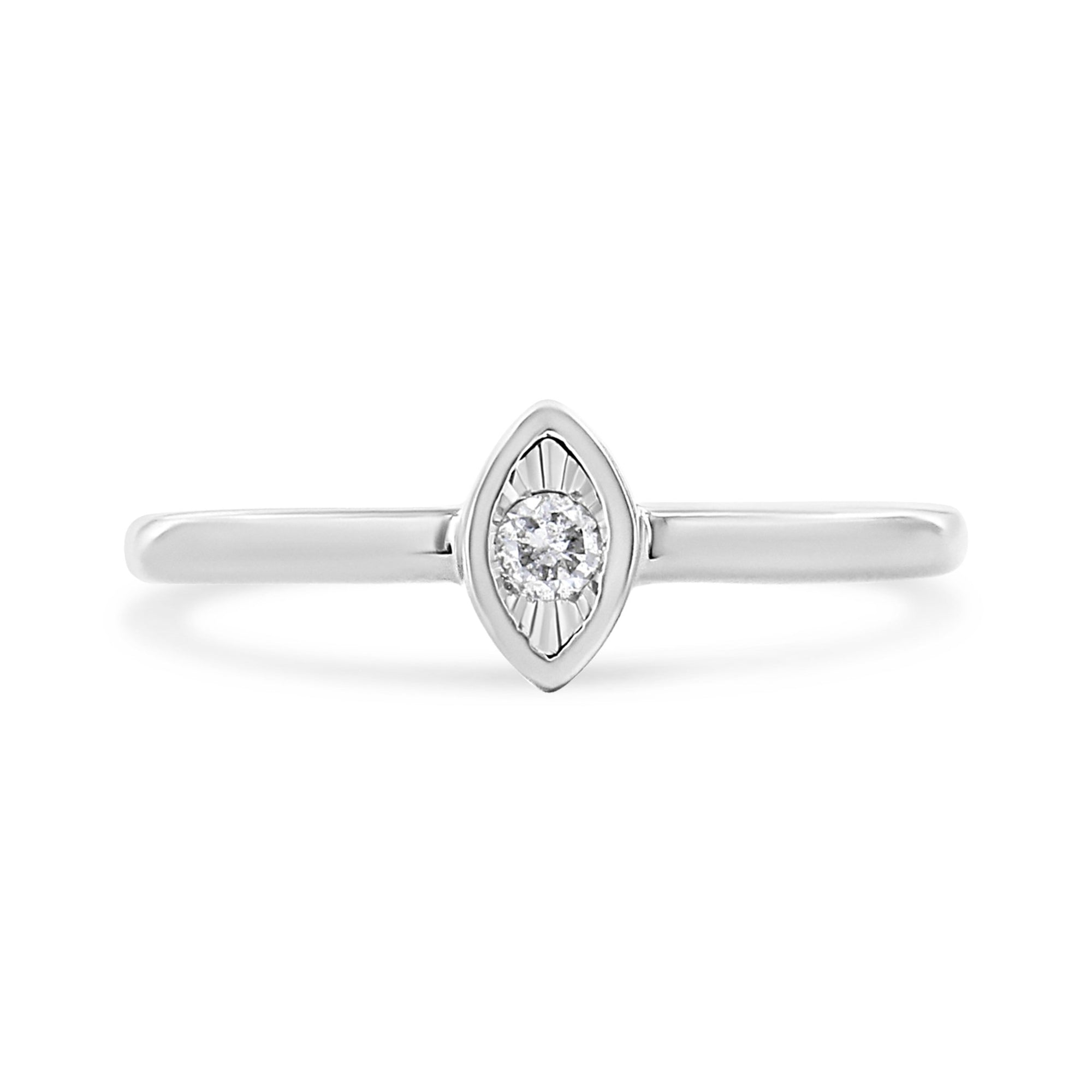 .925 Sterling Silver 1/20 Cttw Diamond Marquise Shaped Promise Ring (J-K Color, I1-I2 Clarity) - Size 6 - LinkagejewelrydesignLinkagejewelrydesign