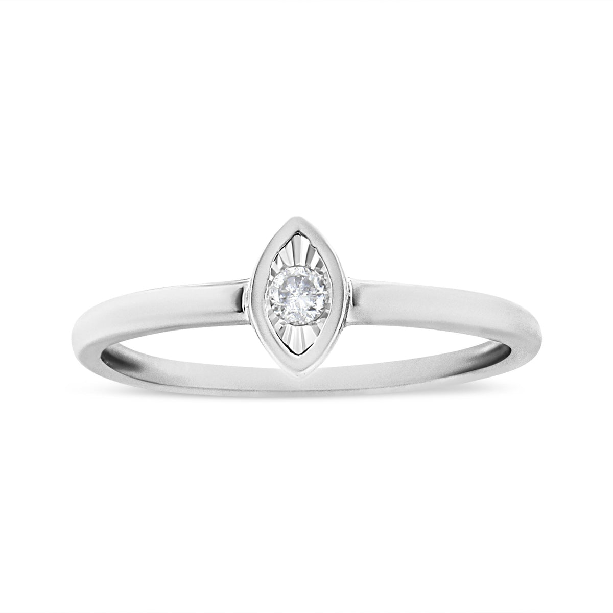 .925 Sterling Silver 1/20 Cttw Diamond Marquise Shaped Promise Ring (J-K Color, I1-I2 Clarity) - Size 6 - LinkagejewelrydesignLinkagejewelrydesign