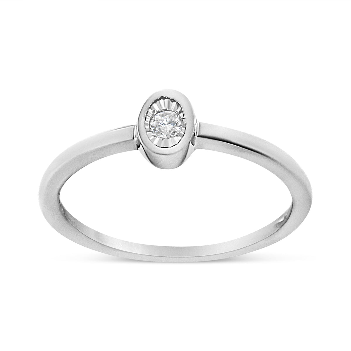 .925 Sterling Silver 1/20 Cttw Miracle Set Diamond Oval Shaped Promise Ring (J-K Color, I1-I2 Clarity) - Size 6 - LinkagejewelrydesignLinkagejewelrydesign