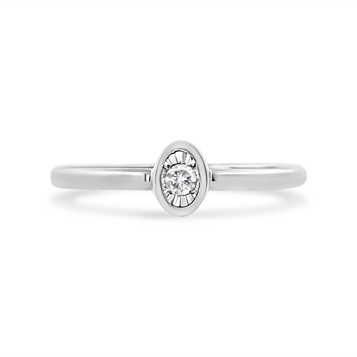 .925 Sterling Silver 1/20 Cttw Miracle Set Diamond Oval Shaped Promise Ring (J-K Color, I1-I2 Clarity) - Size 6 - LinkagejewelrydesignLinkagejewelrydesign