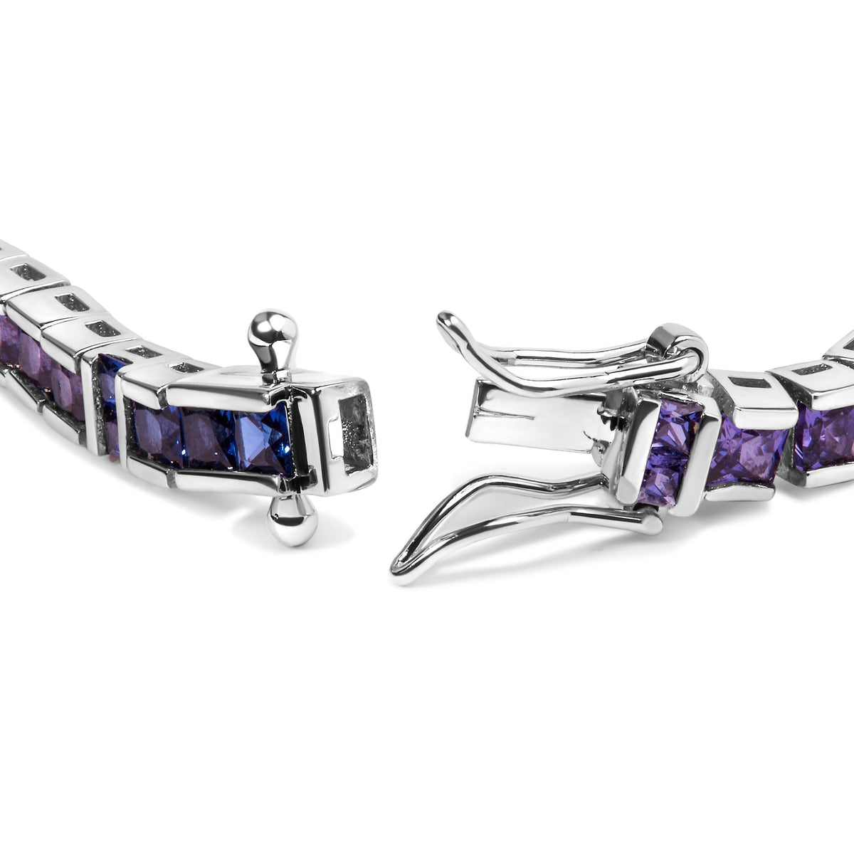 .925 Sterling Silver 12.0 Cttw Multi Colored Princess Cut Gemstone Link Tennis Bracelet (AAA Quality) - 7.25&quot; Inches - LinkagejewelrydesignLinkagejewelrydesign