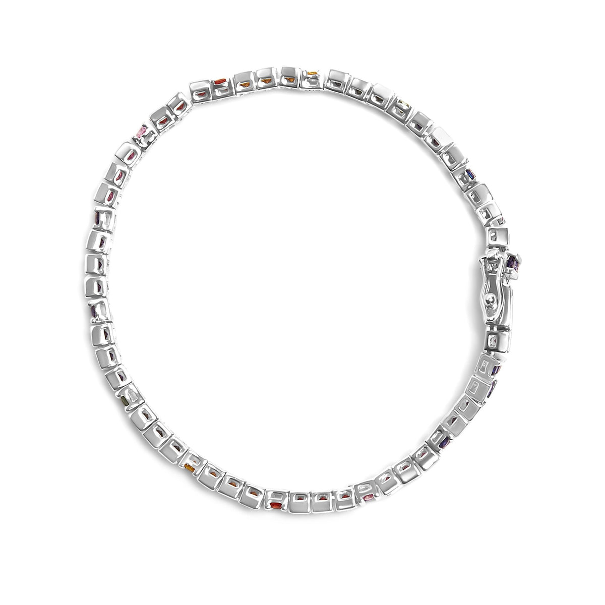 .925 Sterling Silver 12.0 Cttw Multi Colored Princess Cut Gemstone Link Tennis Bracelet (AAA Quality) - 7.25&quot; Inches - LinkagejewelrydesignLinkagejewelrydesign