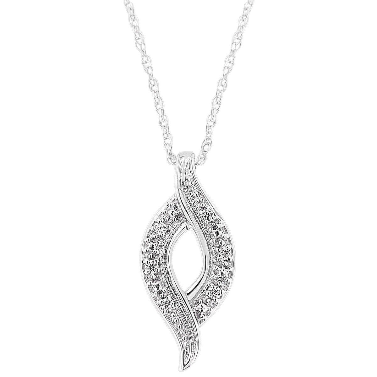 .925 Sterling Silver 1/25 cttw Round Cut Diamond Fashion Pendant Necklace (H-I Color, I2-I3 Clarity) - LinkagejewelrydesignLinkagejewelrydesign