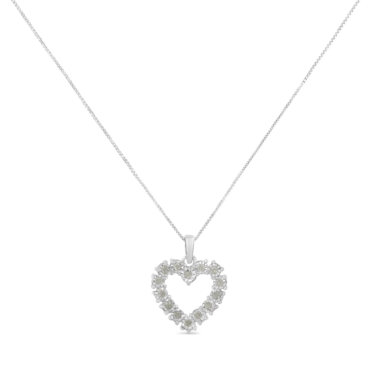 .925 Sterling Silver 1/3 Cttw Diamond Miracle-Set Open Heart 18&quot; Pendant Necklace (I-J Color, I2-I3 Clarity) - LinkagejewelrydesignLinkagejewelrydesign