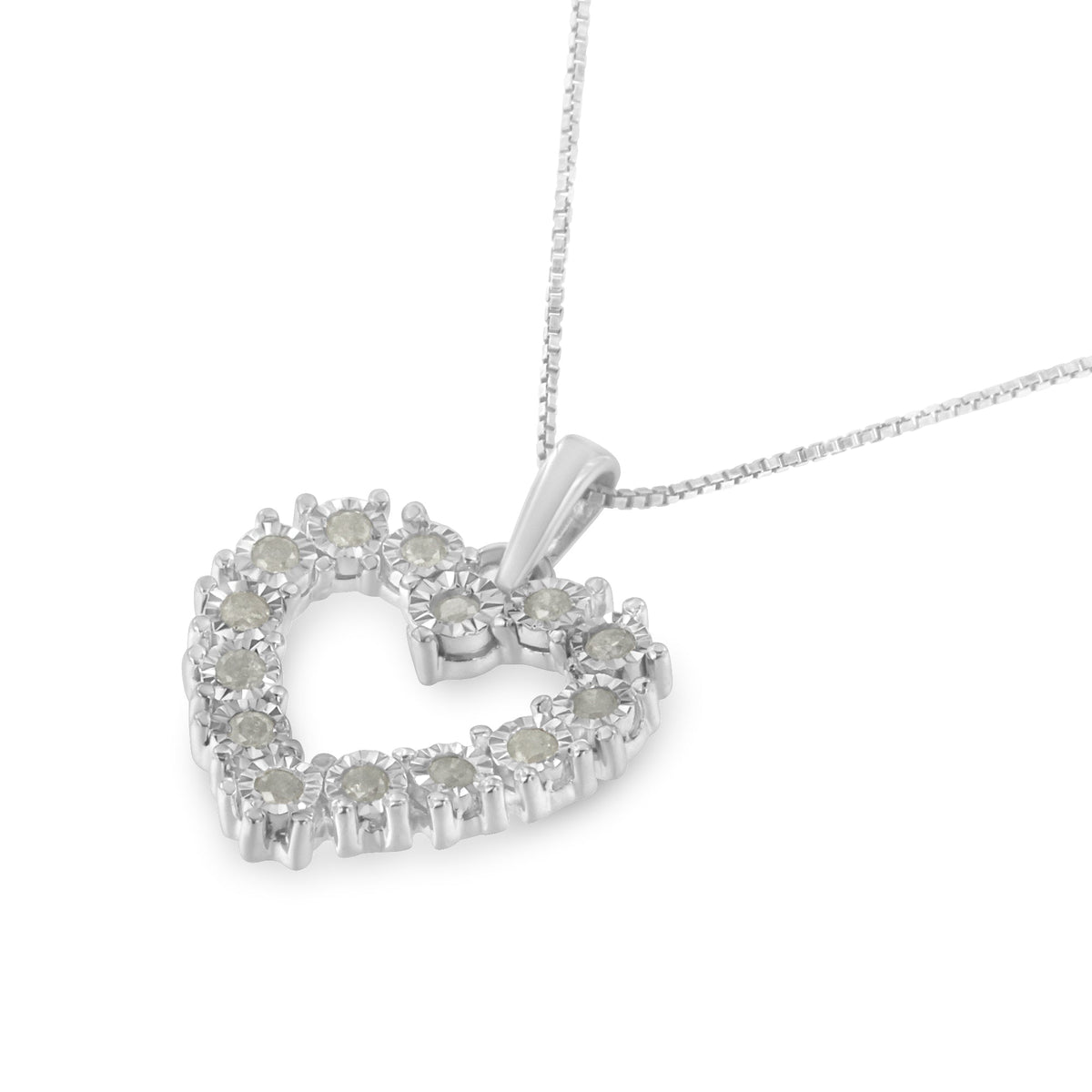 .925 Sterling Silver 1/3 Cttw Diamond Miracle-Set Open Heart 18&quot; Pendant Necklace (I-J Color, I2-I3 Clarity) - LinkagejewelrydesignLinkagejewelrydesign