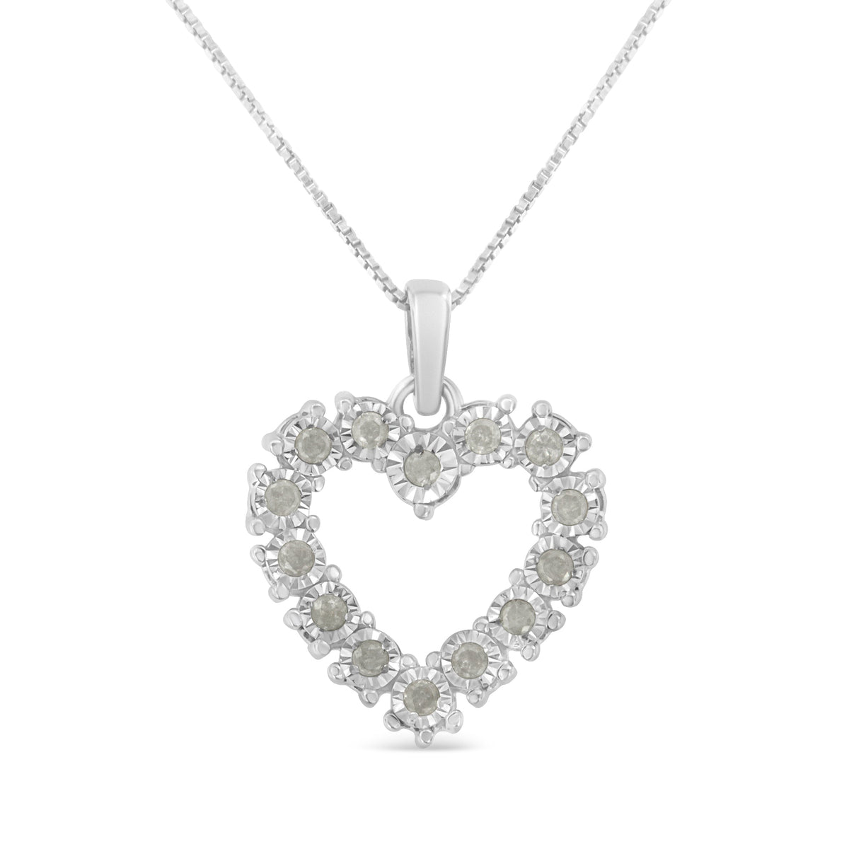 .925 Sterling Silver 1/3 Cttw Diamond Miracle-Set Open Heart 18&quot; Pendant Necklace (I-J Color, I2-I3 Clarity) - LinkagejewelrydesignLinkagejewelrydesign