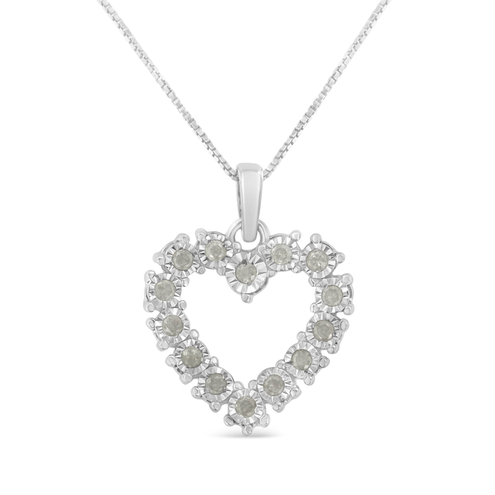 .925 Sterling Silver 1/3 Cttw Diamond Miracle-Set Open Heart 18" Pendant Necklace (I-J Color, I2-I3 Clarity) - LinkagejewelrydesignLinkagejewelrydesign