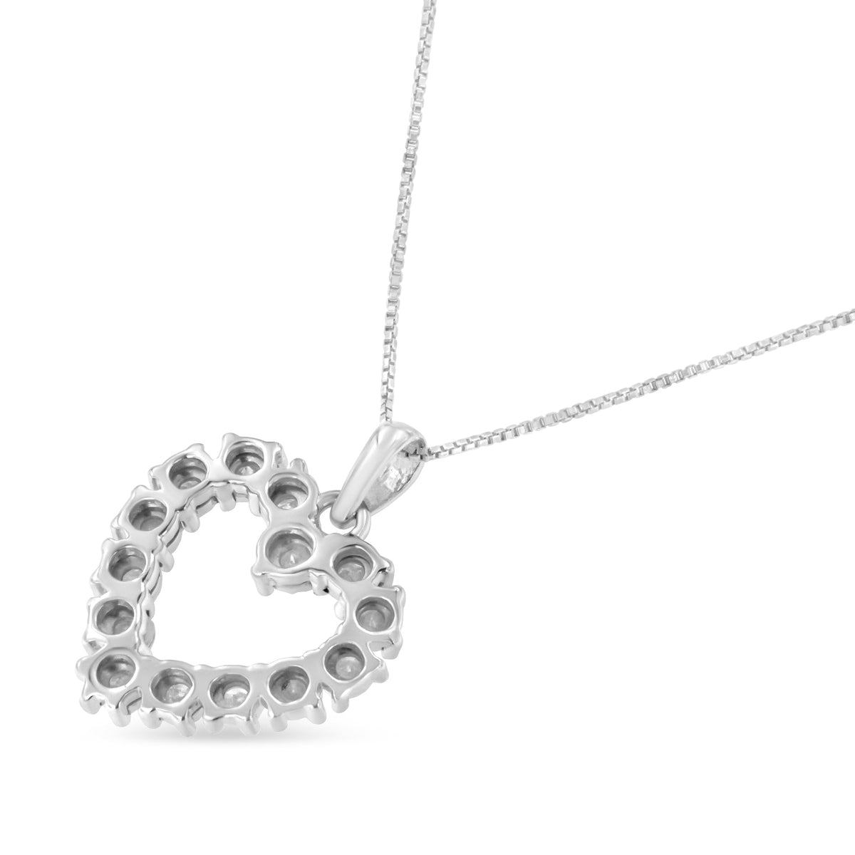 .925 Sterling Silver 1/3 Cttw Diamond Miracle-Set Open Heart 18&quot; Pendant Necklace (I-J Color, I2-I3 Clarity) - LinkagejewelrydesignLinkagejewelrydesign