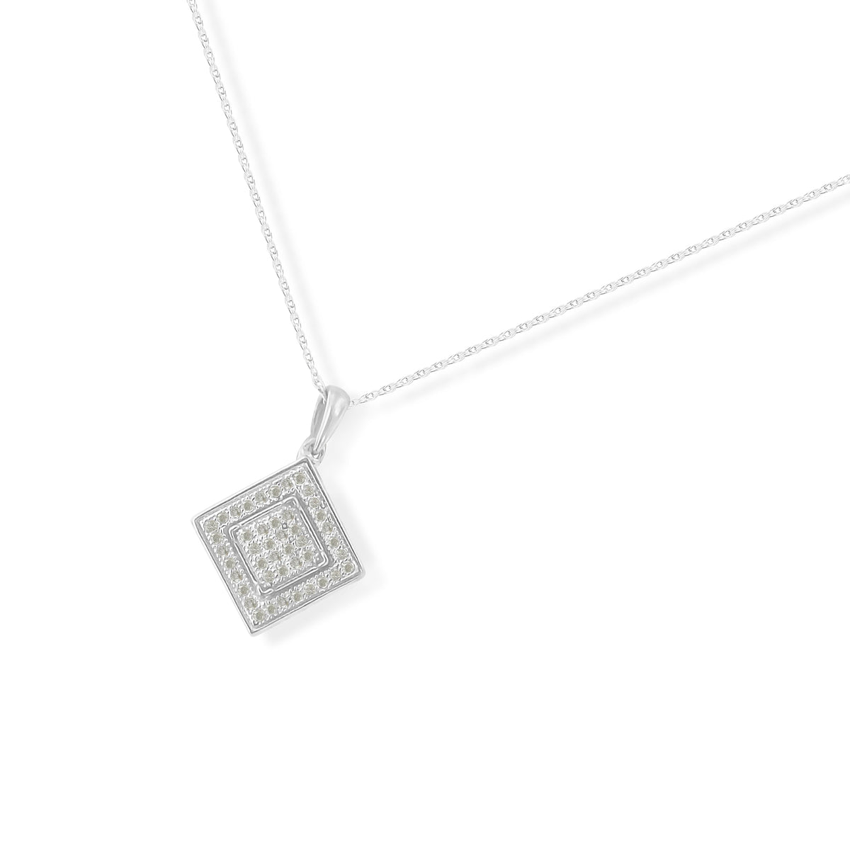 .925 Sterling Silver 1/3 cttw Diamond Rhombus Shaped 18&quot; Pendant Necklace (I-J Color, I2-I3 Clarity) - LinkagejewelrydesignLinkagejewelrydesign