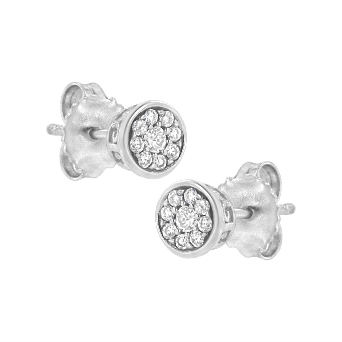 .925 Sterling Silver 1/3 cttw Lab Grown Diamond Floral Cluster Stud Earring (F-G Color, VS2-SI1 Clarity) - LinkagejewelrydesignLinkagejewelrydesign