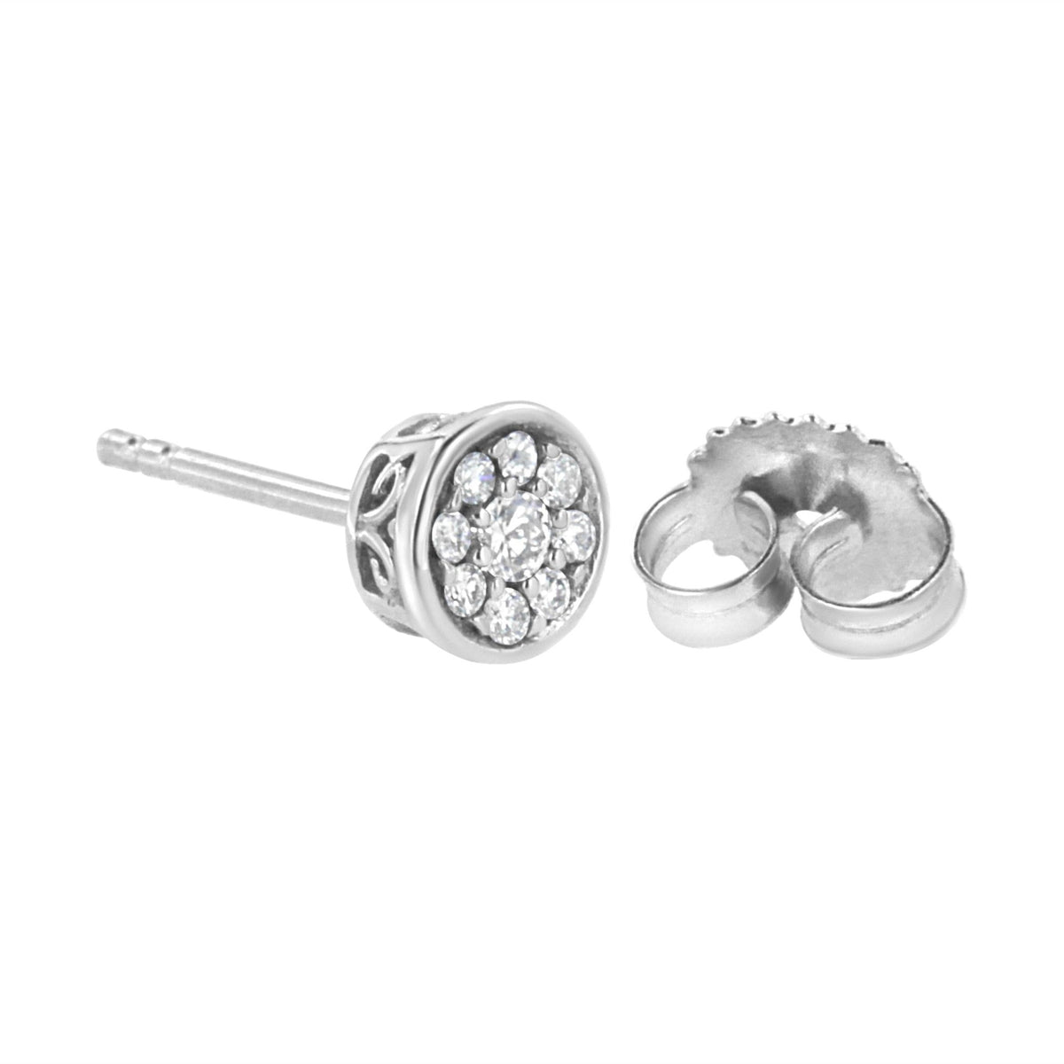 .925 Sterling Silver 1/3 cttw Lab Grown Diamond Floral Cluster Stud Earring (F-G Color, VS2-SI1 Clarity) - LinkagejewelrydesignLinkagejewelrydesign