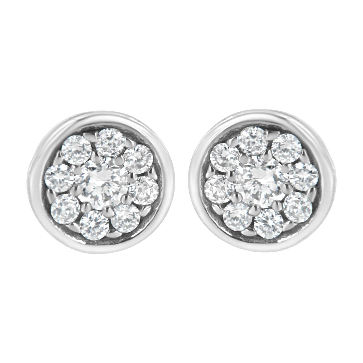 .925 Sterling Silver 1/3 cttw Lab Grown Diamond Floral Cluster Stud Earring (F-G Color, VS2-SI1 Clarity) - LinkagejewelrydesignLinkagejewelrydesign