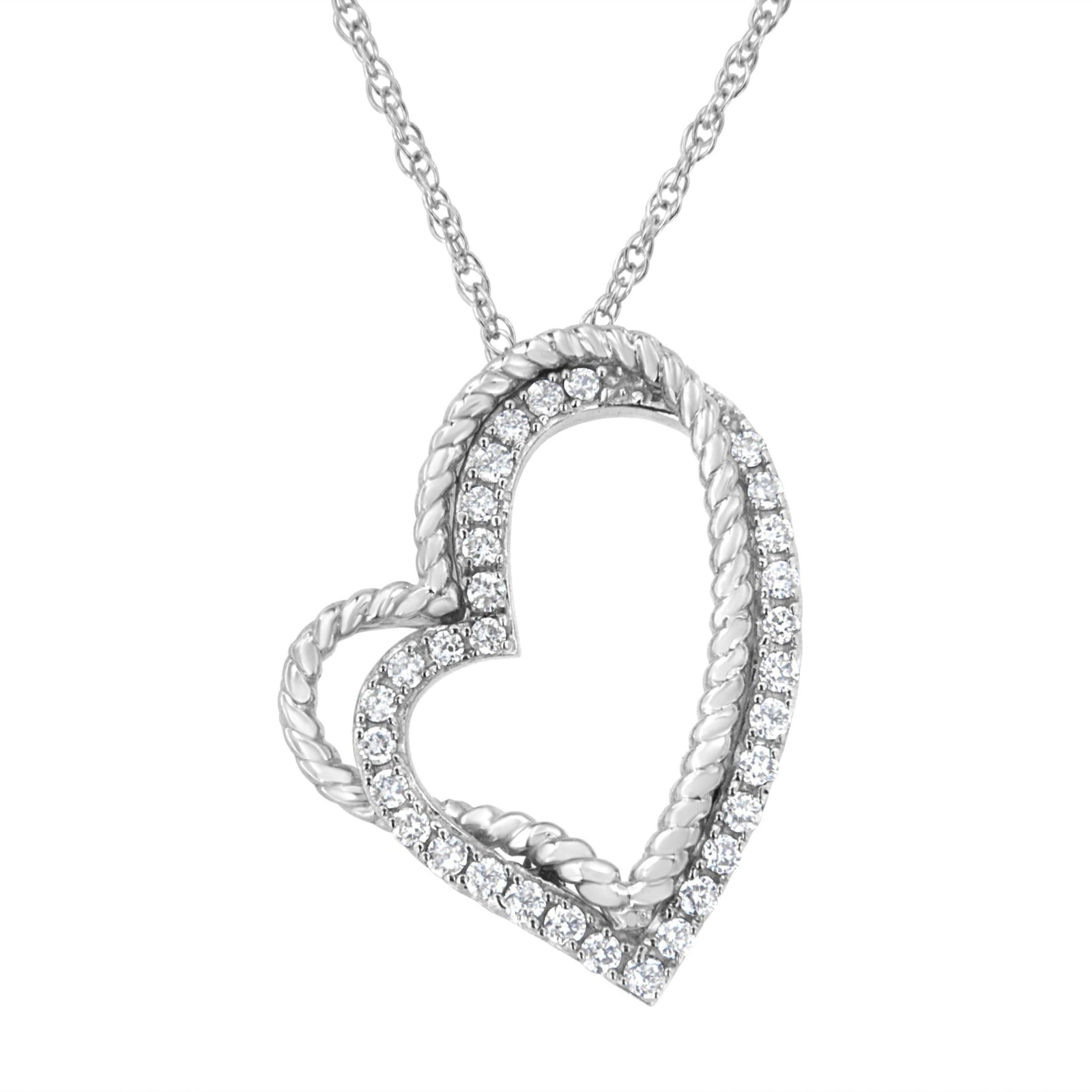 .925 Sterling Silver 1/3 cttw Lab Grown Diamond Heart Pendant Necklace (F-G Color, VS2-SI1 Clarity) - LinkagejewelrydesignLinkagejewelrydesign