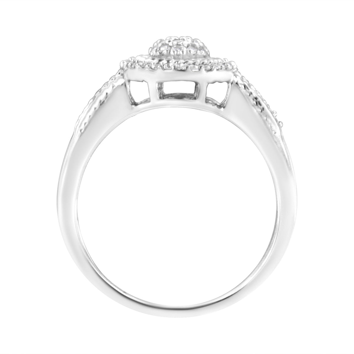 .925 Sterling Silver 1/3 Cttw Pave Set Round-Cut Diamond Braided Halo Cocktail Ring (I-J Color, I2-I3 Clarity) - Size 7 - LinkagejewelrydesignLinkagejewelrydesign