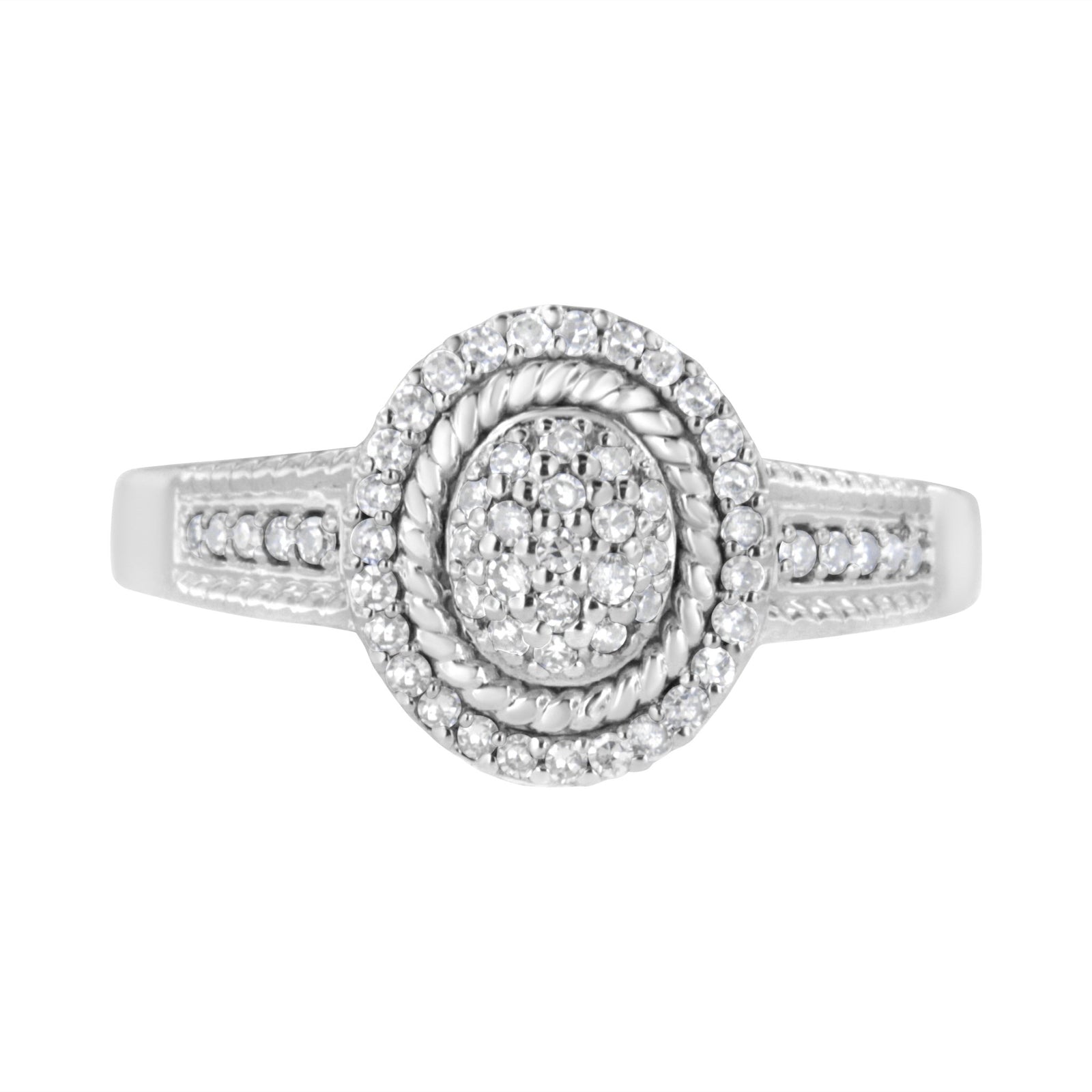 .925 Sterling Silver 1/3 Cttw Pave Set Round-Cut Diamond Braided Halo Cocktail Ring (I-J Color, I2-I3 Clarity) - Size 7 - LinkagejewelrydesignLinkagejewelrydesign