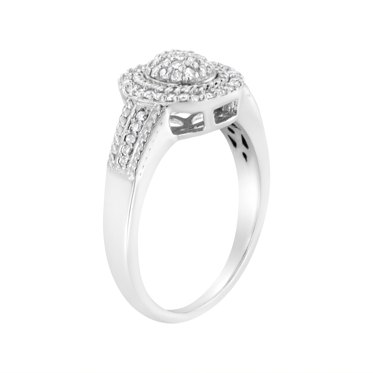 .925 Sterling Silver 1/3 Cttw Pave Set Round-Cut Diamond Braided Halo Cocktail Ring (I-J Color, I2-I3 Clarity) - Size 7 - LinkagejewelrydesignLinkagejewelrydesign