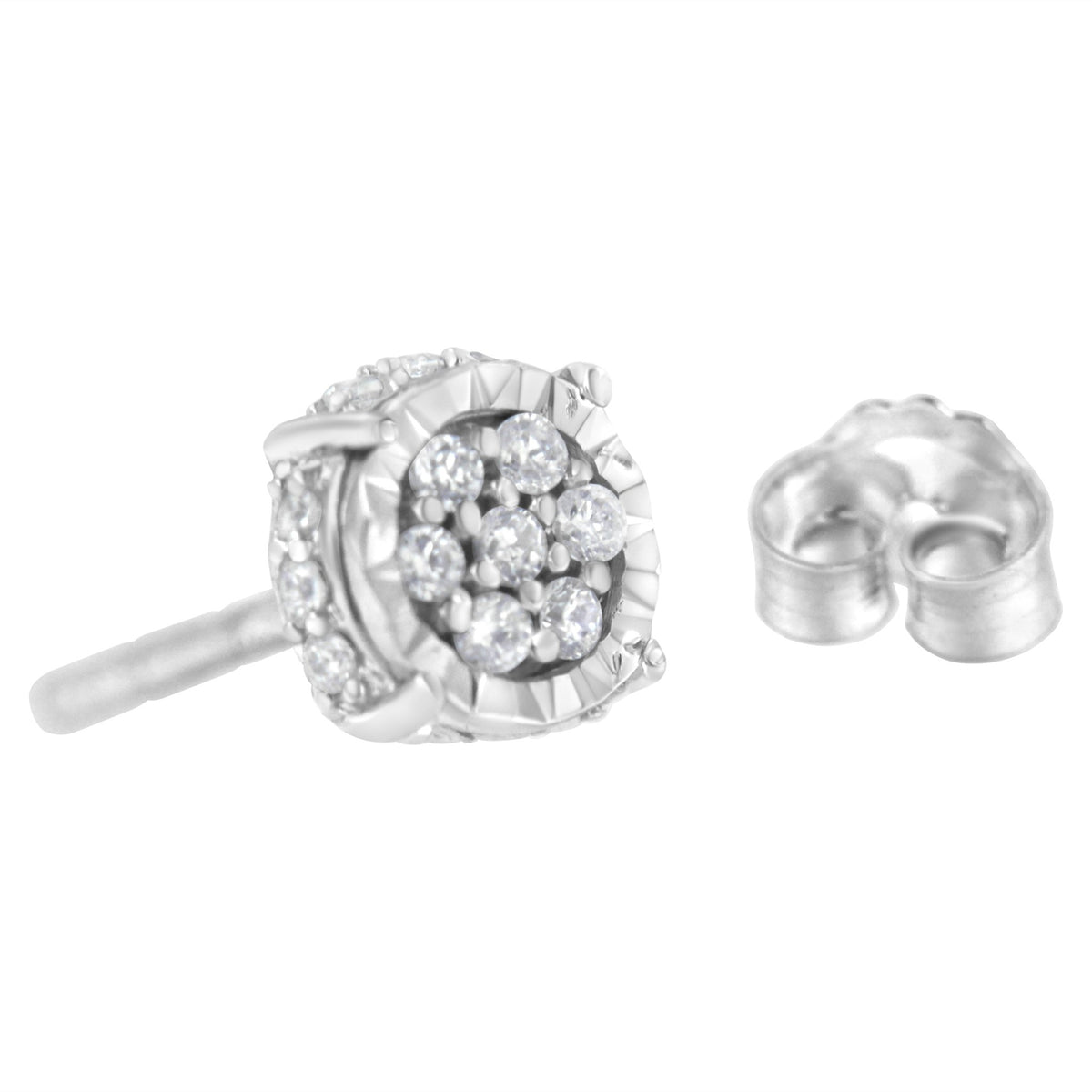 .925 Sterling Silver 1/3 cttw Round-cut Diamond Floral Stud Earring (I-J Clarity, I3 Color) - LinkagejewelrydesignLinkagejewelrydesign