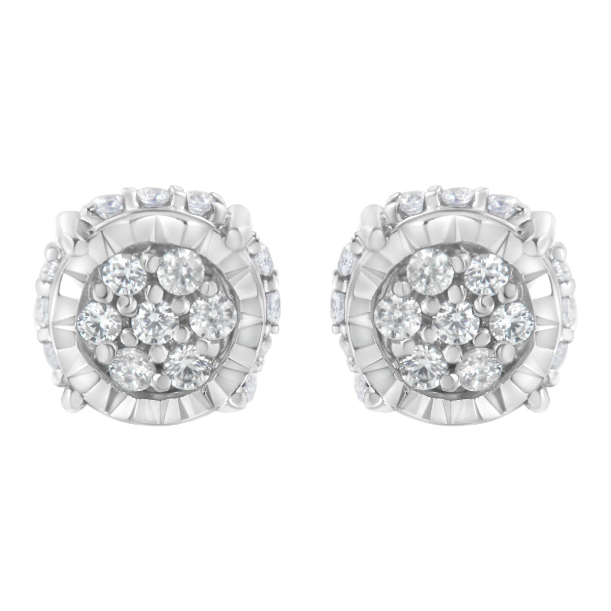 .925 Sterling Silver 1/3 cttw Round-cut Diamond Floral Stud Earring (I-J Clarity, I3 Color) - LinkagejewelrydesignLinkagejewelrydesign