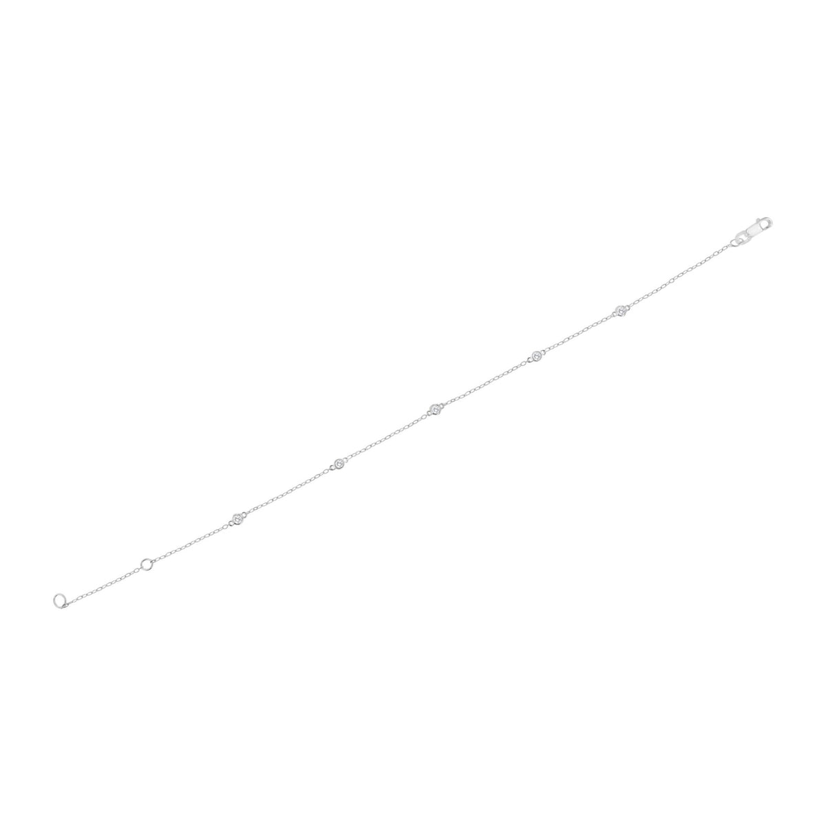 .925 Sterling Silver 1/4 cttw Bezel Set Round-Cut Diamond 5 Station Strand Bracelet (I-J Color, I2-I3 Clarity) - Size 7.25" - LinkagejewelrydesignLinkagejewelrydesign