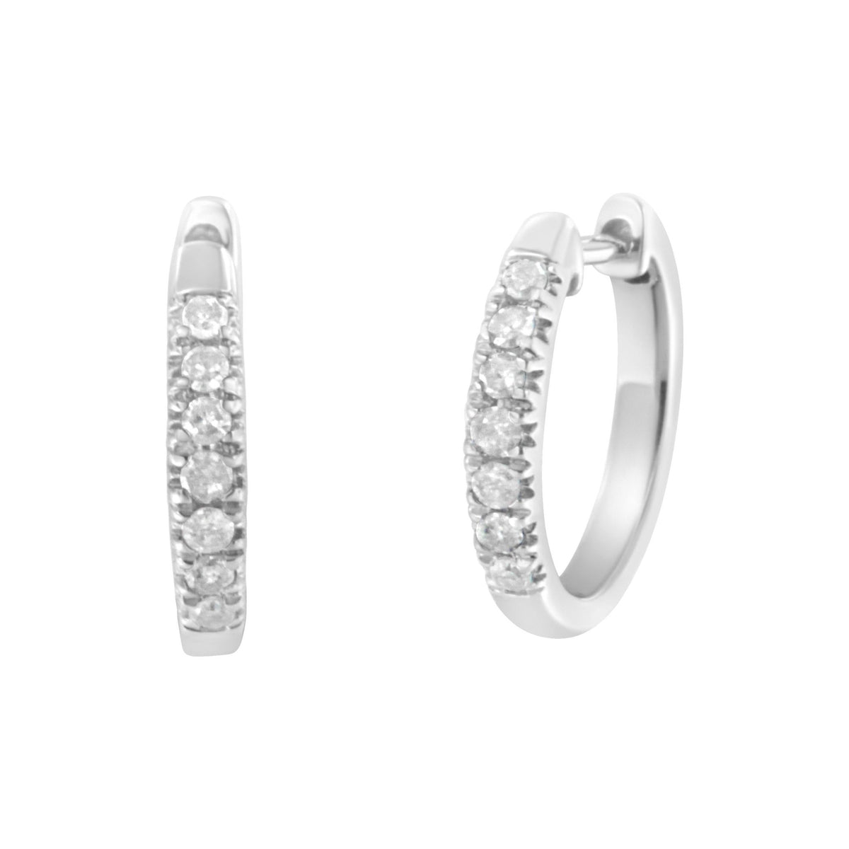 .925 Sterling Silver 1/4 Cttw Diamond Hoop Earrings (I-J Color, I3 Clarity)  - LinkagejewelrydesignLinkagejewelrydesign